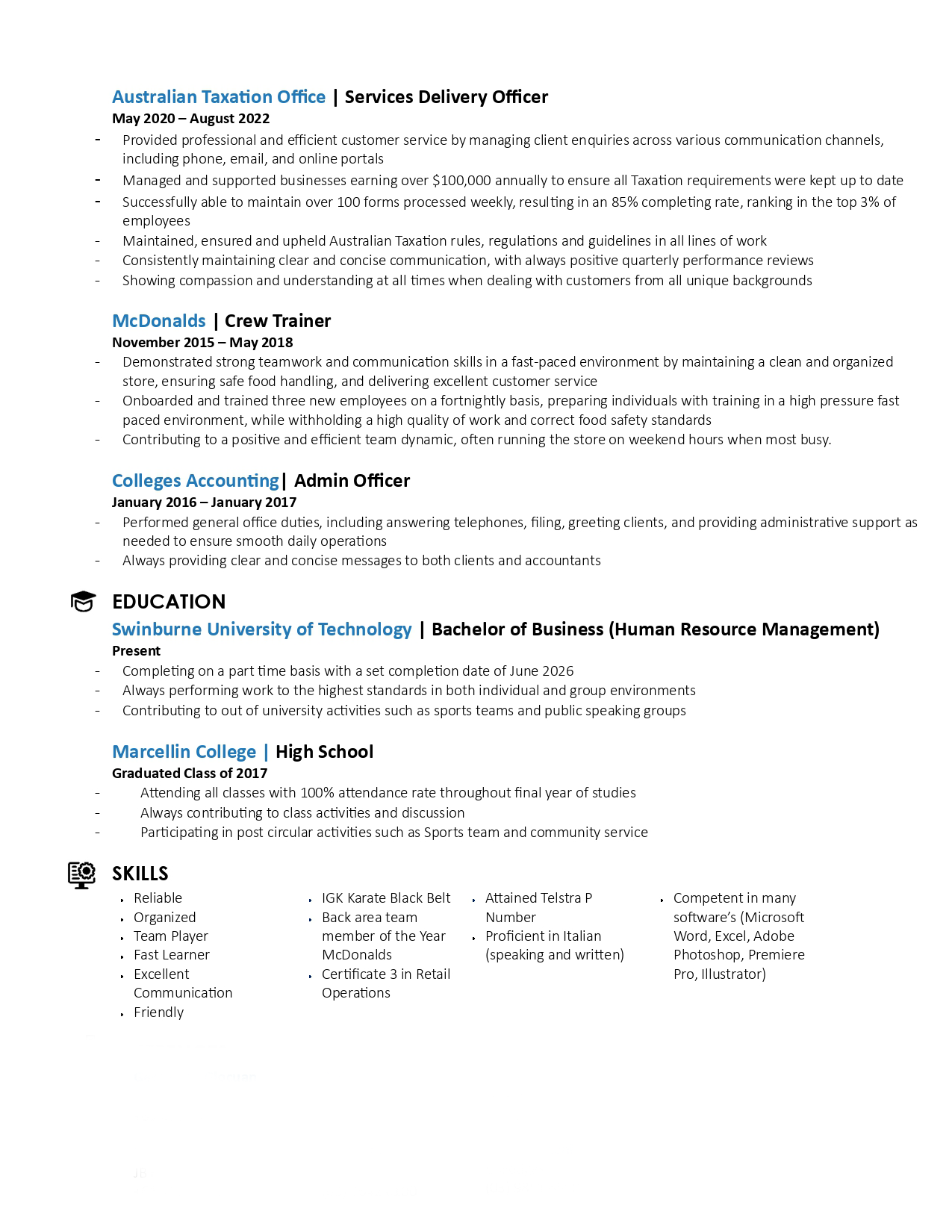 Resume Page 2